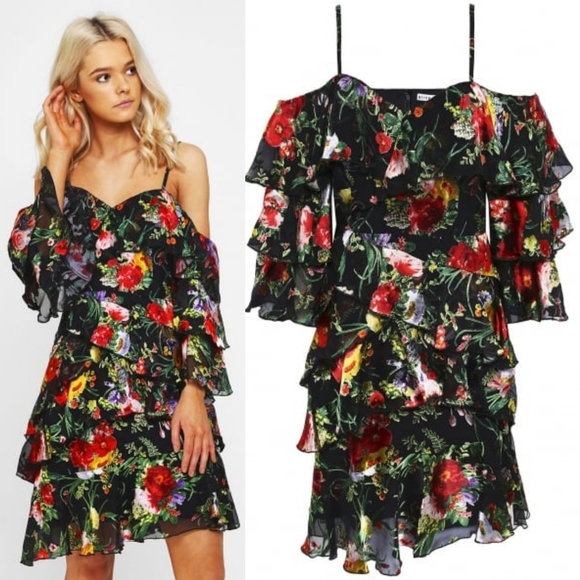 ALICE + OLIVIA Florentina Cold Shoulder Dress 4. - Picture 2 of 4